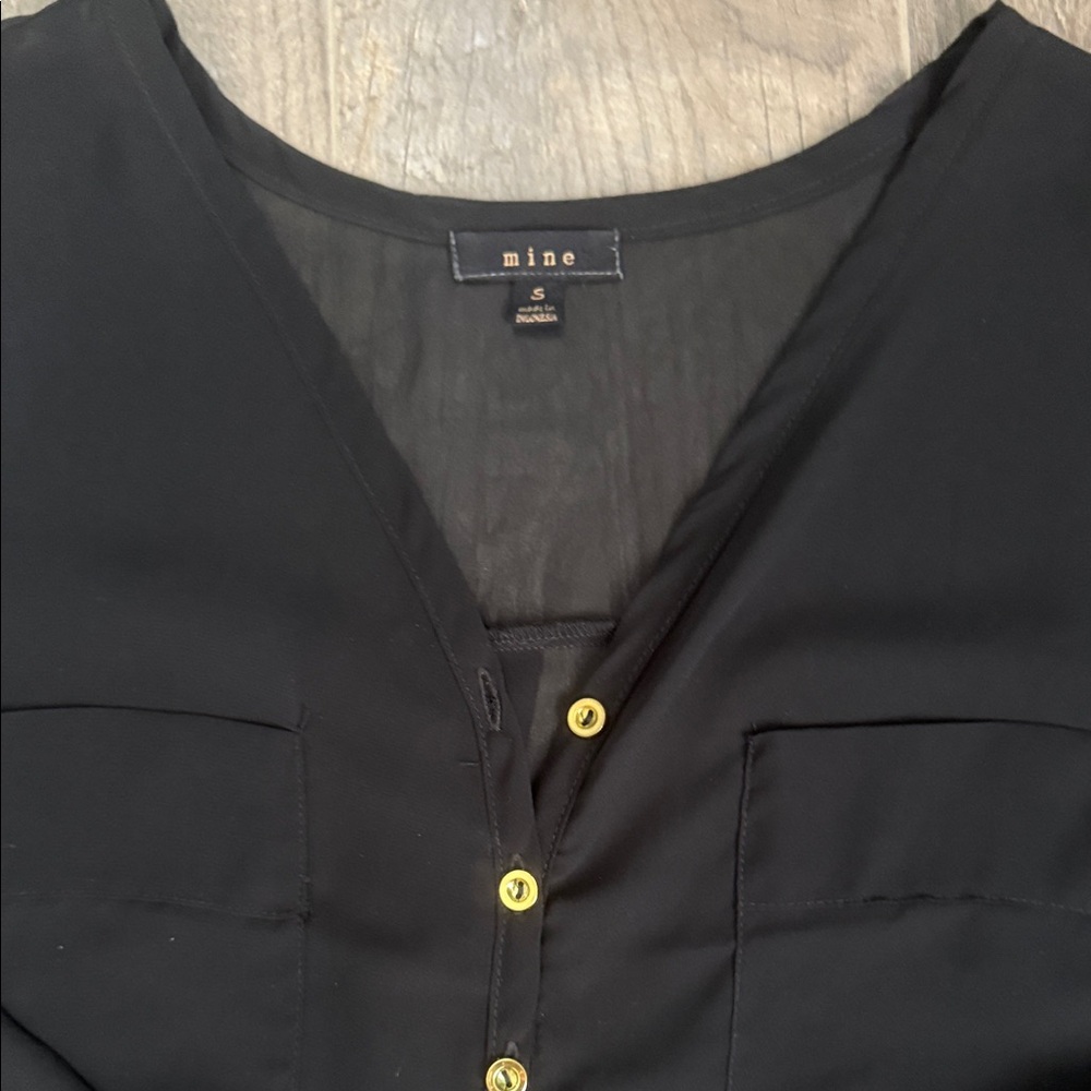 Mine Black Casual Button Down Shirt